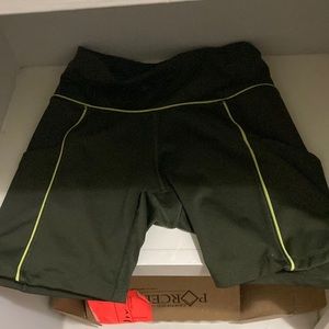 Bike spandex shorts! Green, with lime green stripe. Pockets! Size xs